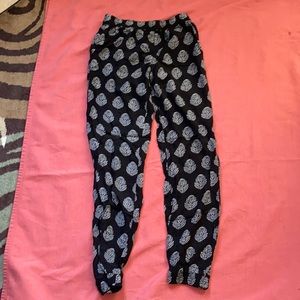 black pants with design